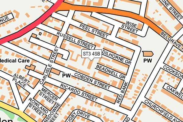 ST3 4SB map - OS OpenMap – Local (Ordnance Survey)