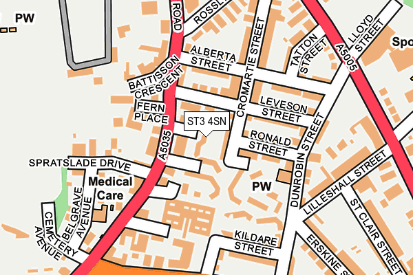 ST3 4SN map - OS OpenMap – Local (Ordnance Survey)