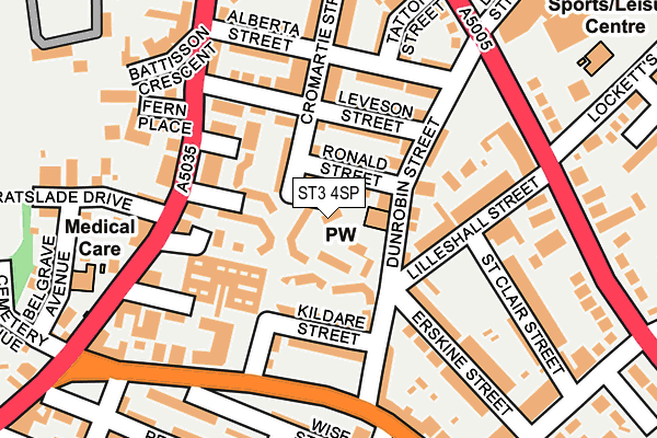 ST3 4SP map - OS OpenMap – Local (Ordnance Survey)