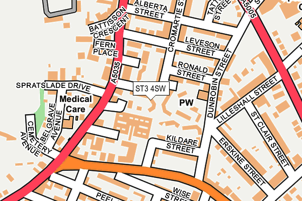 ST3 4SW map - OS OpenMap – Local (Ordnance Survey)