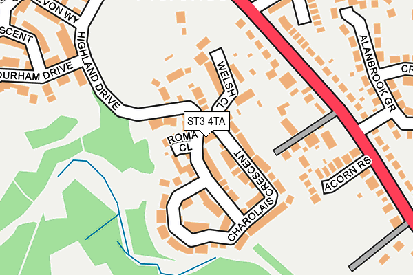 ST3 4TA map - OS OpenMap – Local (Ordnance Survey)