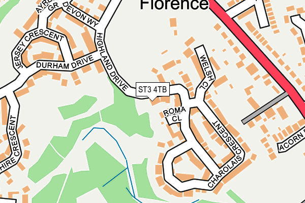 ST3 4TB map - OS OpenMap – Local (Ordnance Survey)