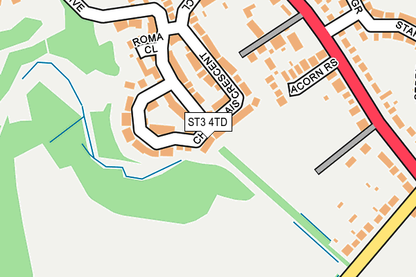 ST3 4TD map - OS OpenMap – Local (Ordnance Survey)