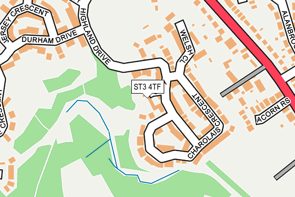 ST3 4TF map - OS OpenMap – Local (Ordnance Survey)