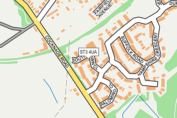 ST3 4UA map - OS OpenMap – Local (Ordnance Survey)