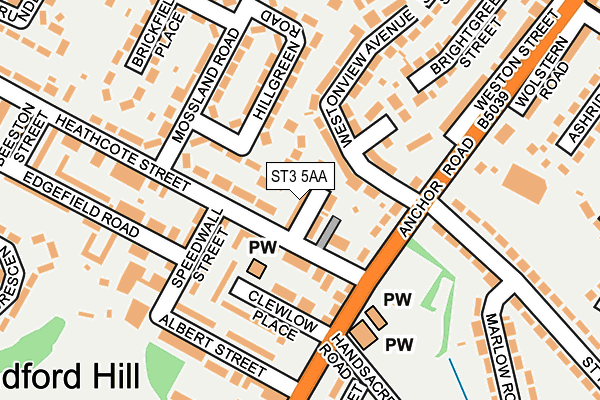 ST3 5AA map - OS OpenMap – Local (Ordnance Survey)