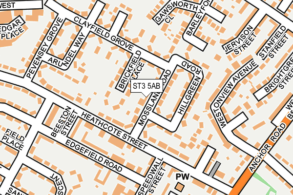 ST3 5AB map - OS OpenMap – Local (Ordnance Survey)