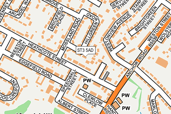 ST3 5AD map - OS OpenMap – Local (Ordnance Survey)
