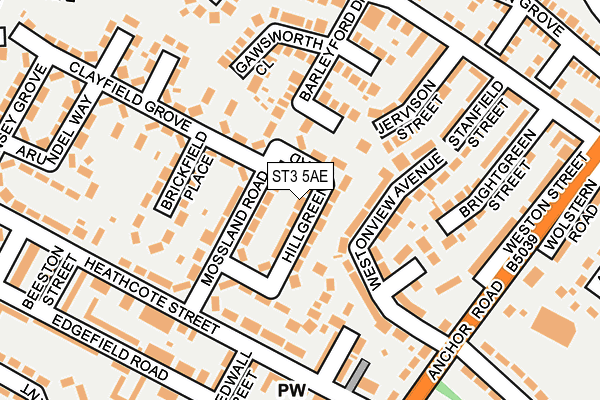 ST3 5AE map - OS OpenMap – Local (Ordnance Survey)