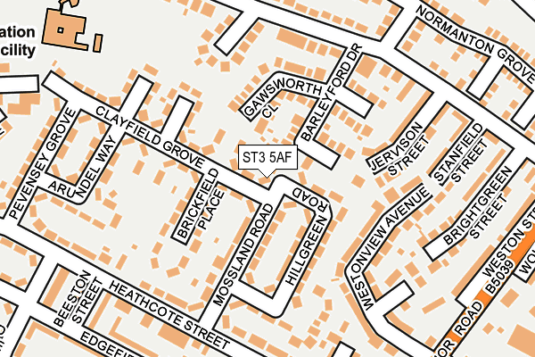 ST3 5AF map - OS OpenMap – Local (Ordnance Survey)