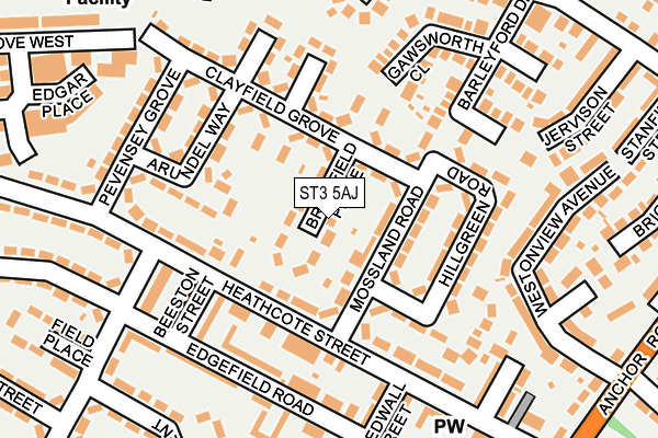 ST3 5AJ map - OS OpenMap – Local (Ordnance Survey)