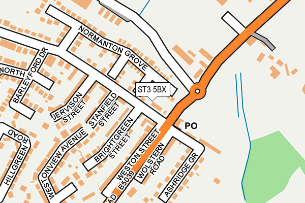 ST3 5BX map - OS OpenMap – Local (Ordnance Survey)