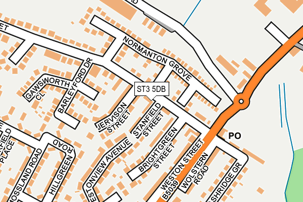 ST3 5DB map - OS OpenMap – Local (Ordnance Survey)