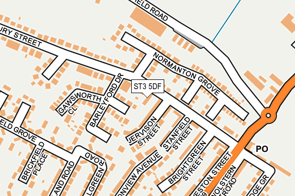 ST3 5DF map - OS OpenMap – Local (Ordnance Survey)