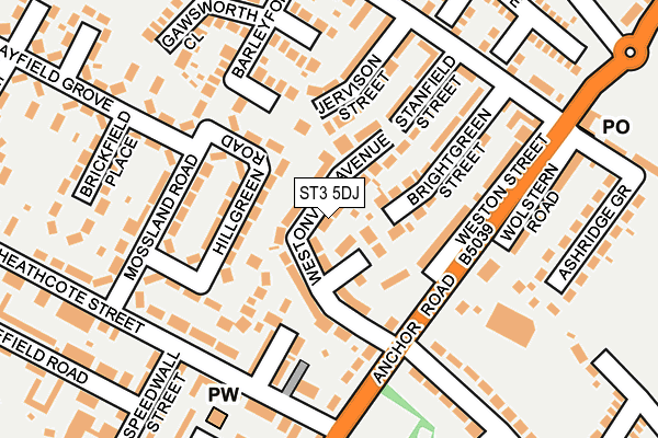 ST3 5DJ map - OS OpenMap – Local (Ordnance Survey)
