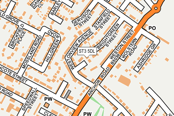 ST3 5DL map - OS OpenMap – Local (Ordnance Survey)