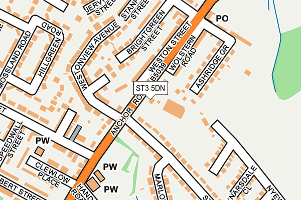 ST3 5DN map - OS OpenMap – Local (Ordnance Survey)