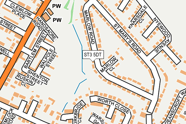 ST3 5DT map - OS OpenMap – Local (Ordnance Survey)