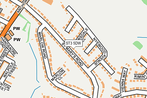 ST3 5DW map - OS OpenMap – Local (Ordnance Survey)