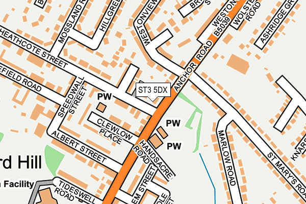 ST3 5DX map - OS OpenMap – Local (Ordnance Survey)