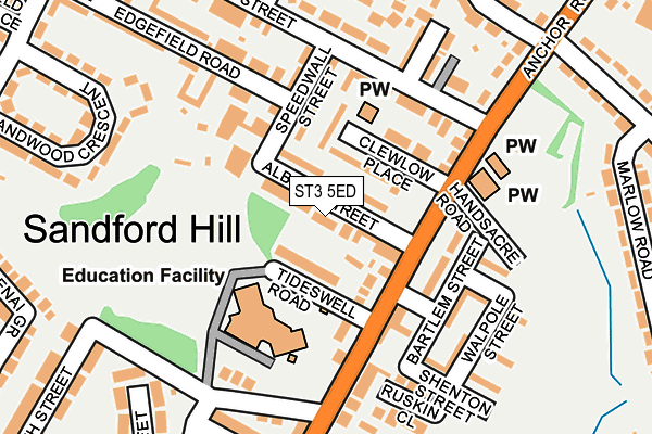 ST3 5ED map - OS OpenMap – Local (Ordnance Survey)