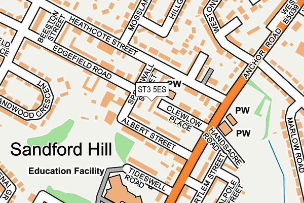 ST3 5ES map - OS OpenMap – Local (Ordnance Survey)