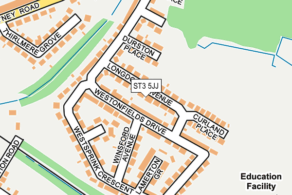 ST3 5JJ map - OS OpenMap – Local (Ordnance Survey)