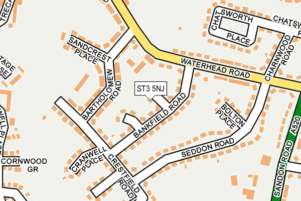 ST3 5NJ map - OS OpenMap – Local (Ordnance Survey)