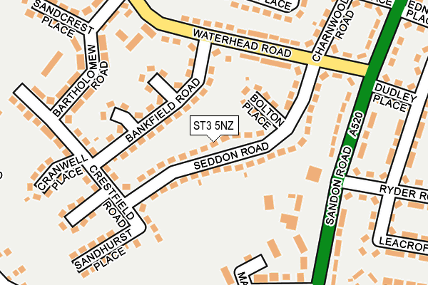 ST3 5NZ map - OS OpenMap – Local (Ordnance Survey)