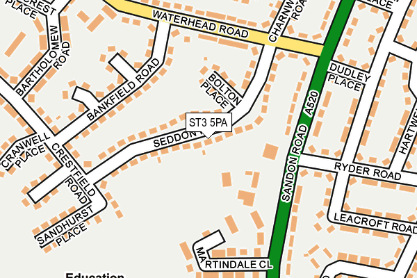 ST3 5PA map - OS OpenMap – Local (Ordnance Survey)