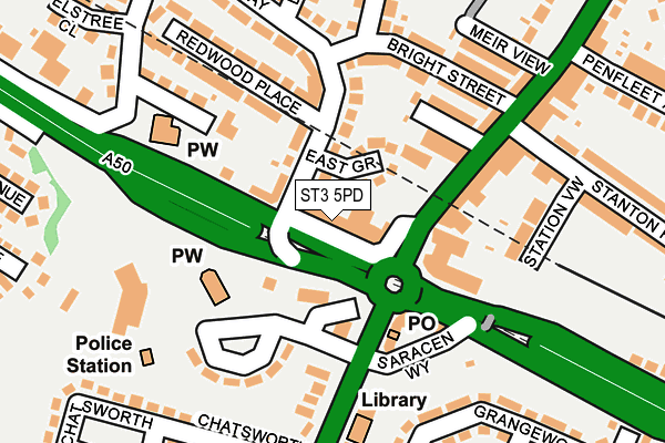 ST3 5PD map - OS OpenMap – Local (Ordnance Survey)