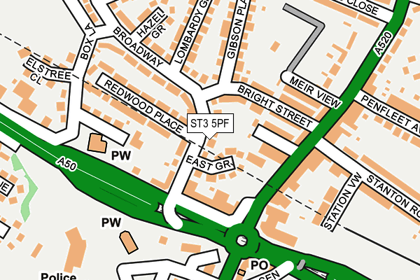 ST3 5PF map - OS OpenMap – Local (Ordnance Survey)