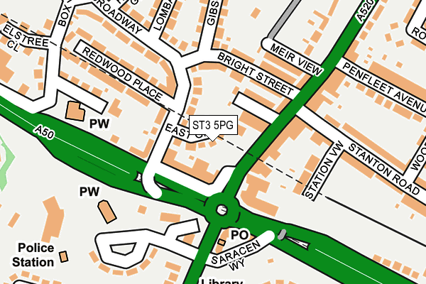 ST3 5PG map - OS OpenMap – Local (Ordnance Survey)