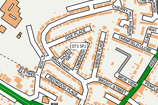ST3 5PJ map - OS OpenMap – Local (Ordnance Survey)