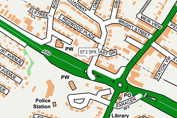 ST3 5PX map - OS OpenMap – Local (Ordnance Survey)