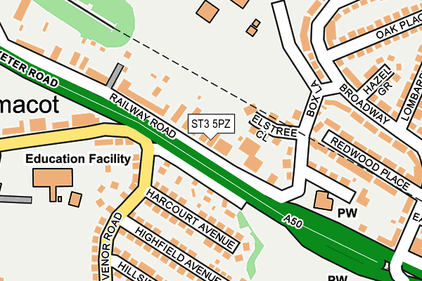 ST3 5PZ map - OS OpenMap – Local (Ordnance Survey)