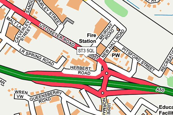 ST3 5QL map - OS OpenMap – Local (Ordnance Survey)