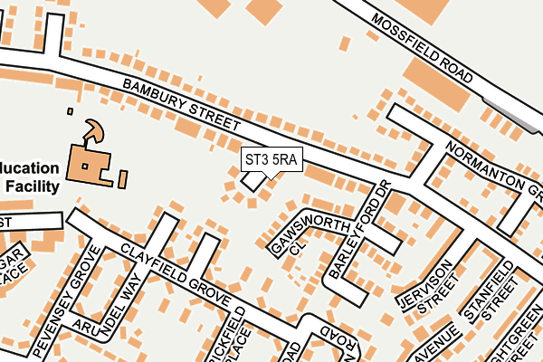 ST3 5RA map - OS OpenMap – Local (Ordnance Survey)
