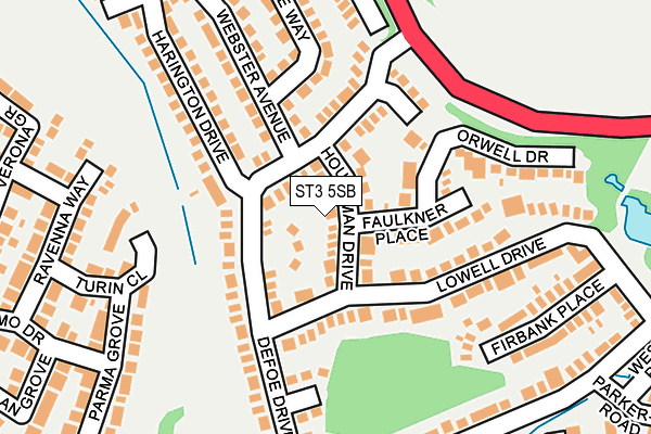 ST3 5SB map - OS OpenMap – Local (Ordnance Survey)