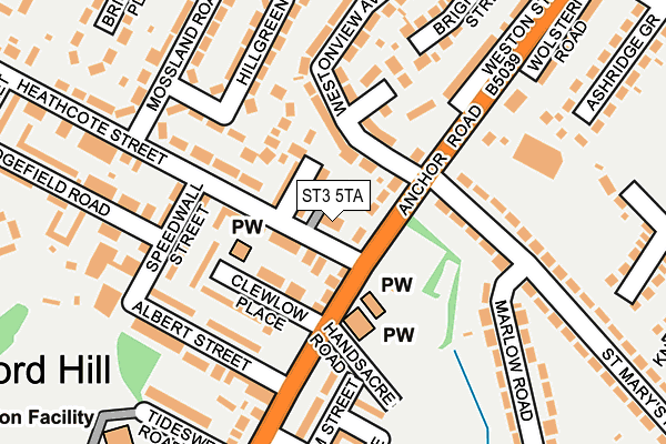 ST3 5TA map - OS OpenMap – Local (Ordnance Survey)