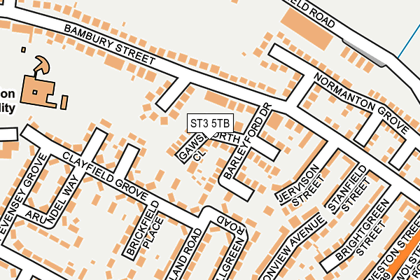 ST3 5TB map - OS OpenMap – Local (Ordnance Survey)