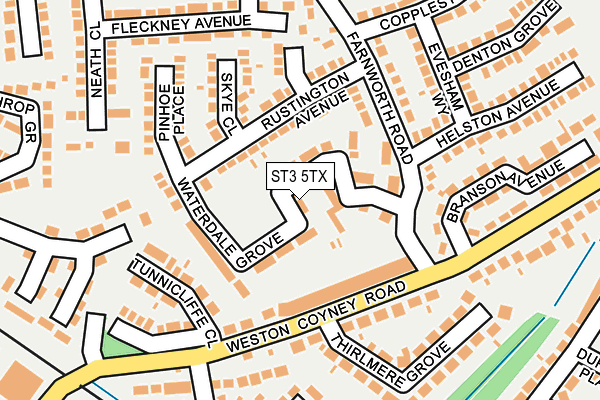 ST3 5TX map - OS OpenMap – Local (Ordnance Survey)