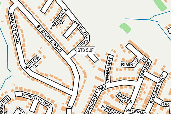 ST3 5UF map - OS OpenMap – Local (Ordnance Survey)