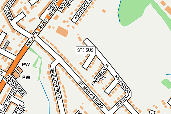 ST3 5US map - OS OpenMap – Local (Ordnance Survey)