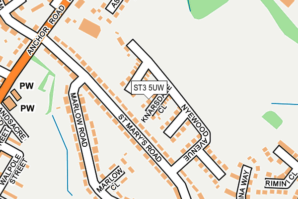 ST3 5UW map - OS OpenMap – Local (Ordnance Survey)
