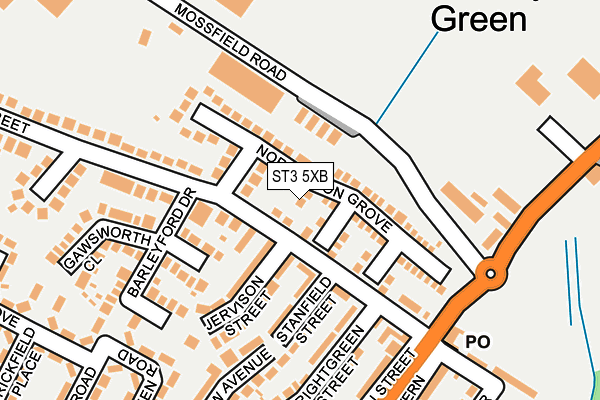 ST3 5XB map - OS OpenMap – Local (Ordnance Survey)