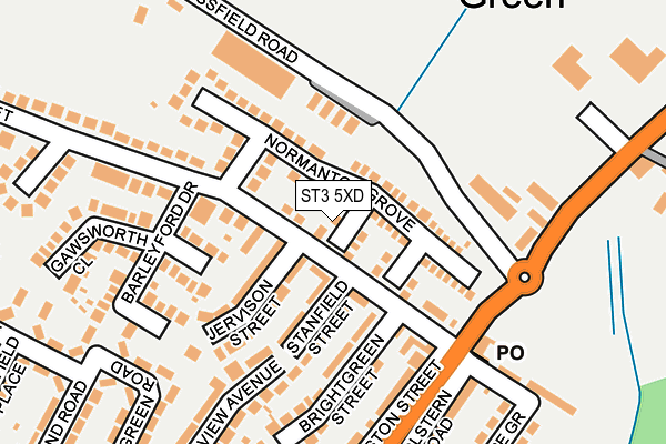 ST3 5XD map - OS OpenMap – Local (Ordnance Survey)