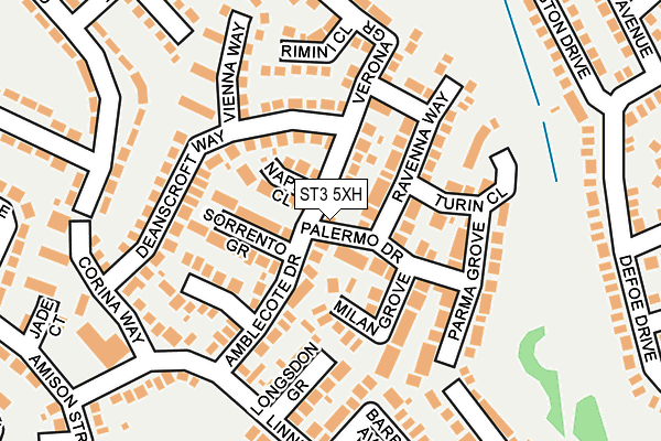ST3 5XH map - OS OpenMap – Local (Ordnance Survey)