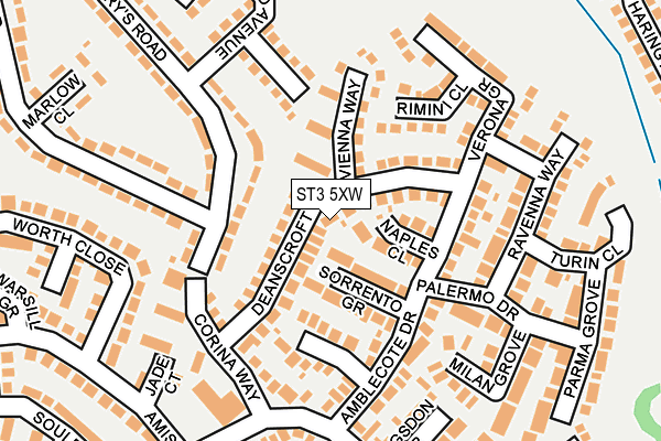 ST3 5XW map - OS OpenMap – Local (Ordnance Survey)