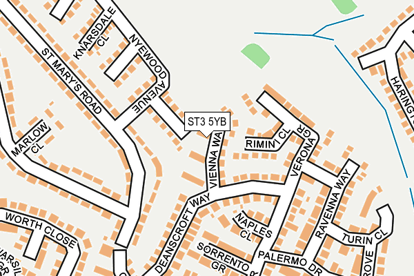 ST3 5YB map - OS OpenMap – Local (Ordnance Survey)